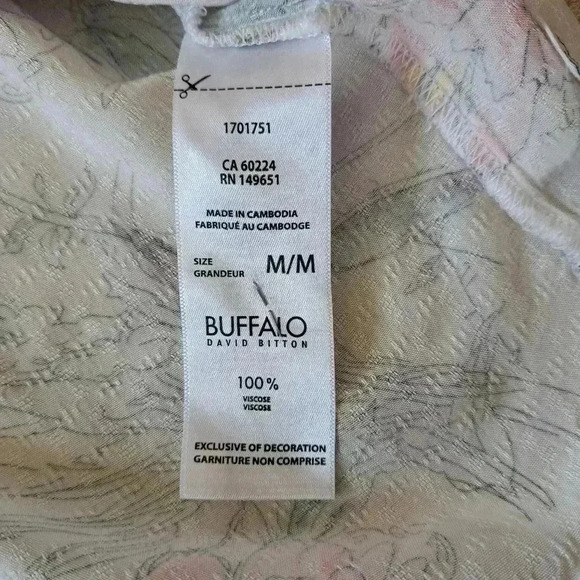 Buffalo David Bitton Floral Blouse Lightweight Flowy Top Medium White Pink Green - Picture 6 of 11